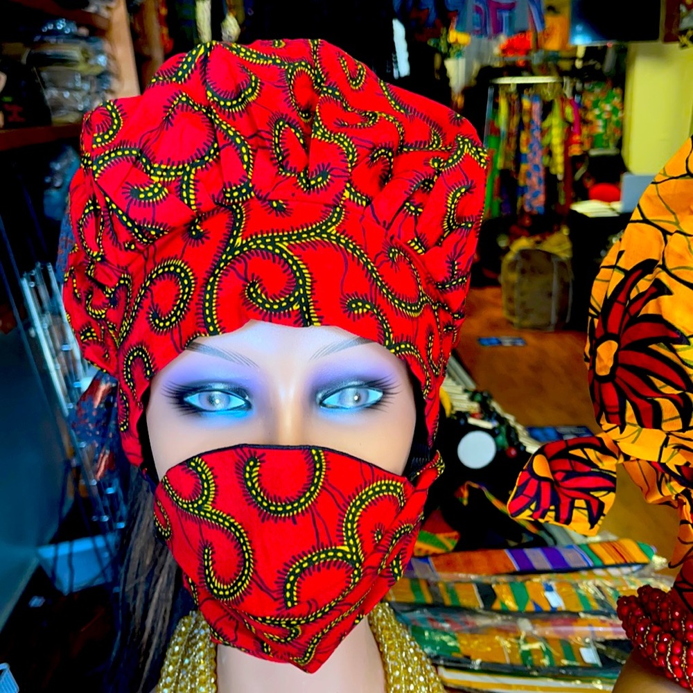 African Print Ladies Matching Mask